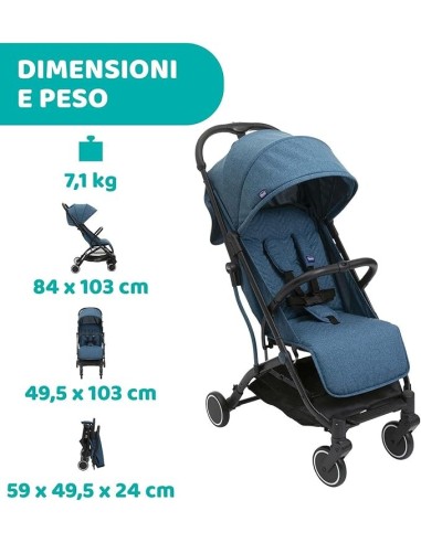 Passeggino Chicco Trolley Me – Leggero e Reclinabile, con Parapiogg...