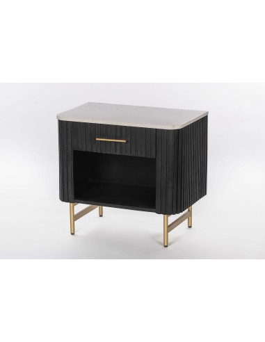 COMODINO LEGNO NERO PIANO MARMO 60X35X55CM su Shop in Casa