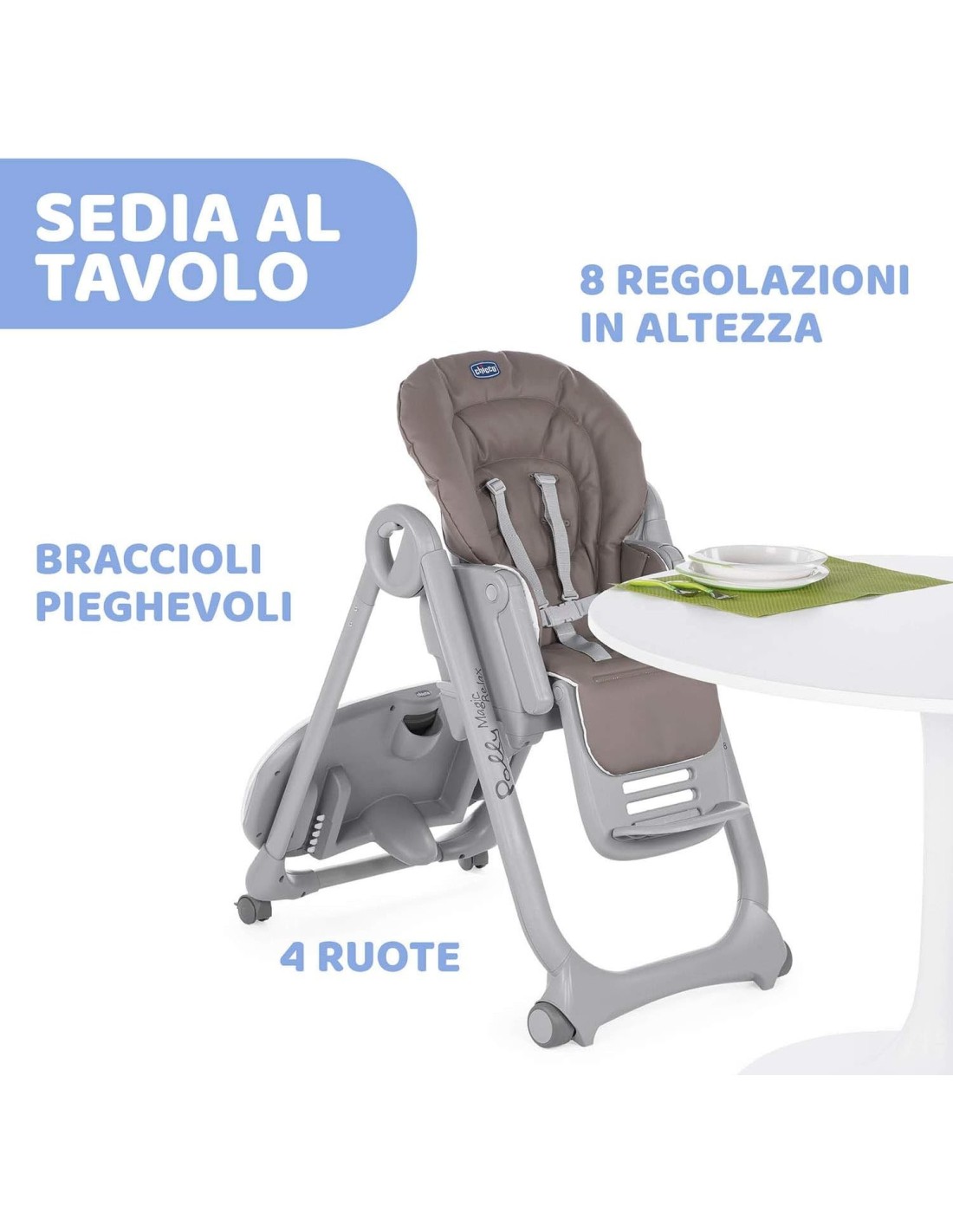 Chicco Polly Magic Relax Seggiolone Pappa Regolabile 0-3 Anni - Reclinabile, Compatto, Cocoa | Shopincasa.it