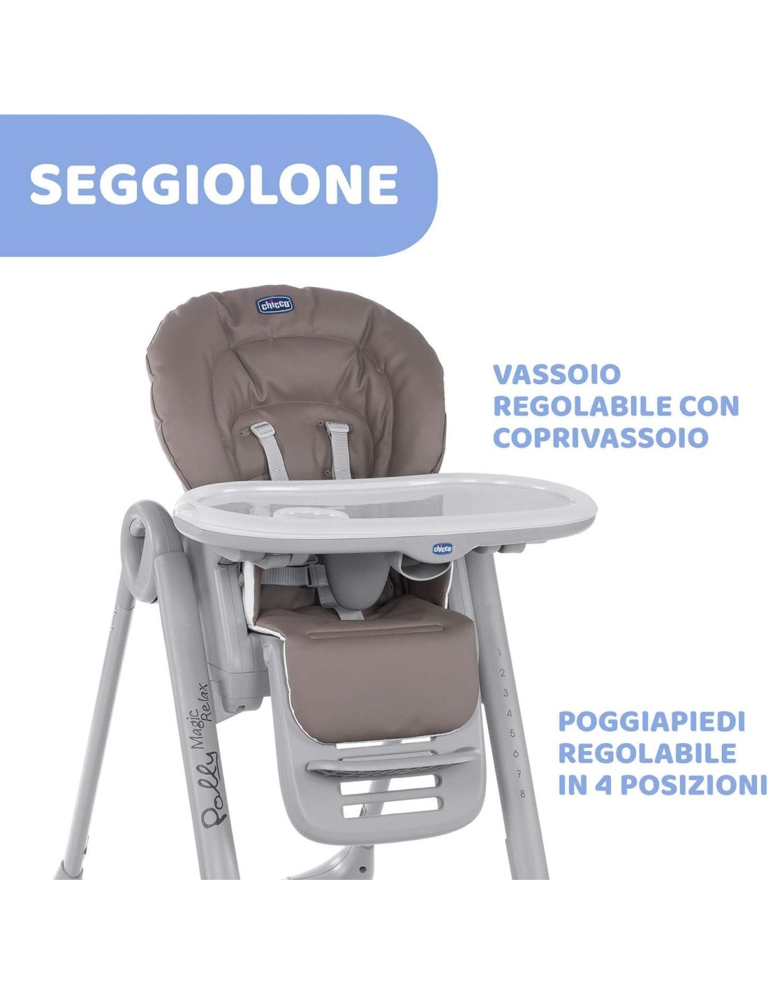 Chicco Polly Magic Relax Seggiolone Pappa Regolabile 0-3 Anni - Reclinabile, Compatto, Cocoa | Shopincasa.it