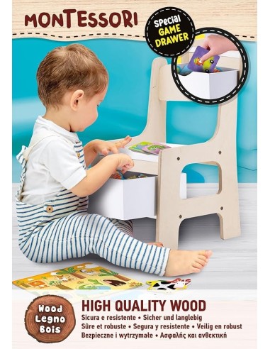 Montessori Wood Toy Box Chair | Shop in Casa