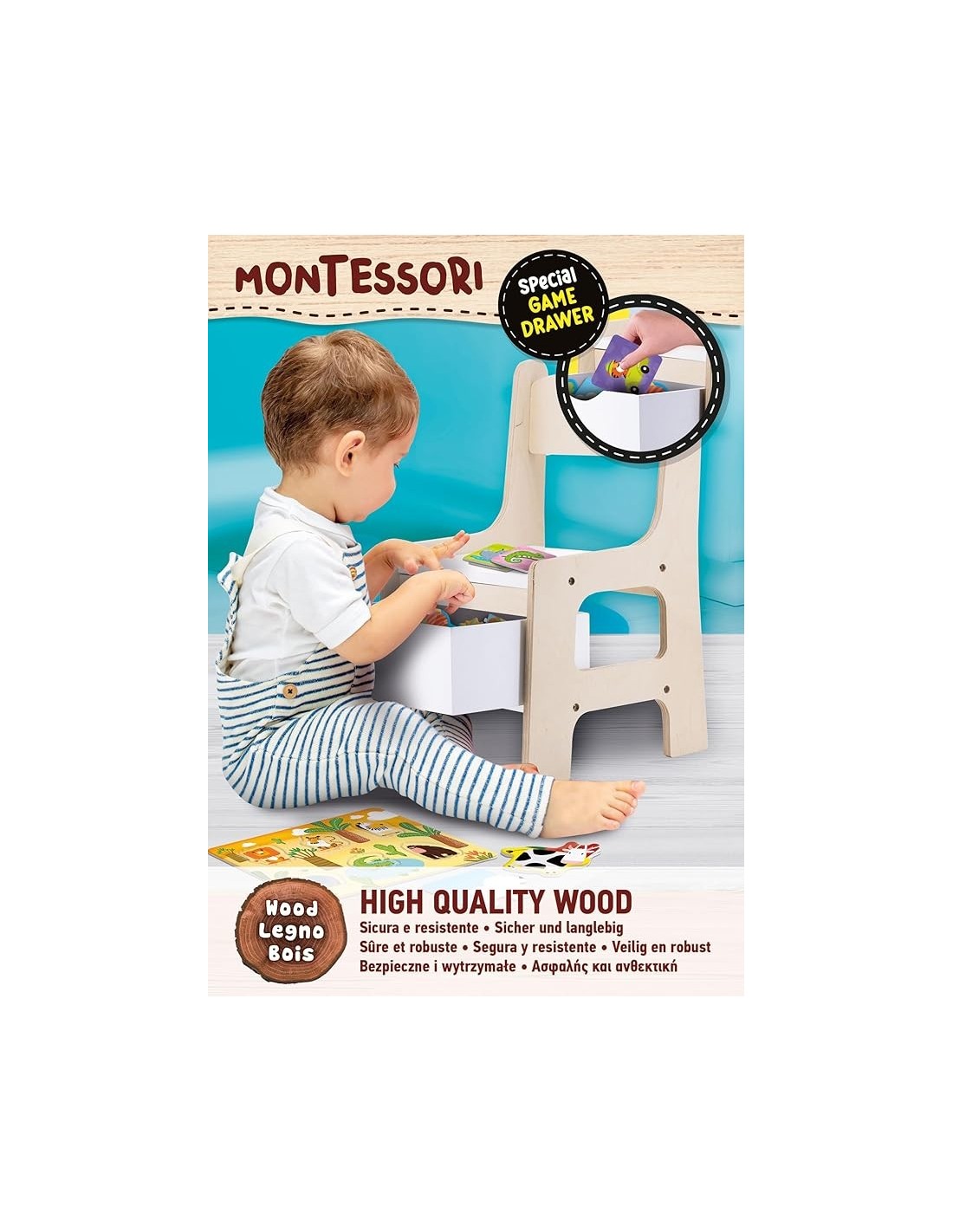 Montessori Wood Toy Box Chair | Shop in Casa