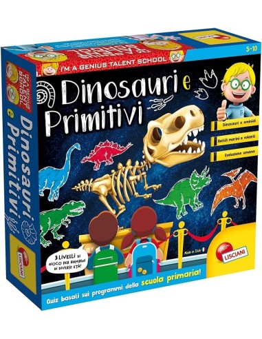 Piccolo Genio Talent School Dinosauri e Uomini Primitivi - Gioco Educativo con Quiz e 3 Livelli di Difficoltà | shop in casa