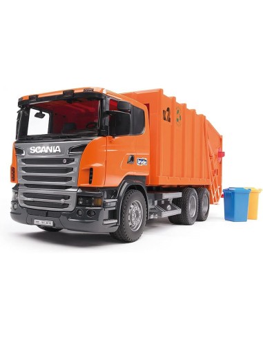 Camion Spazzatura Scania Bruder, Modello Scala 1:16, Arancione, Robusto e Realistico | shop in casa