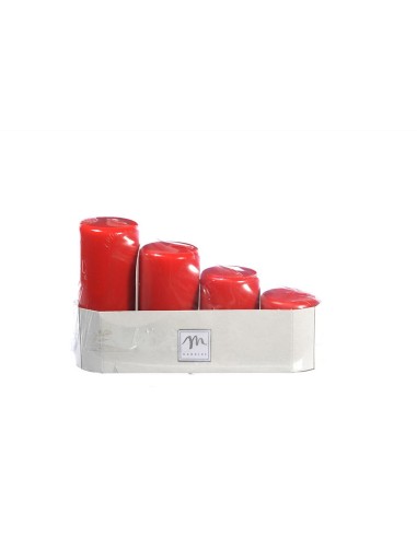 SET 4 CANDELE PILLAR 94052 AVVENTO ROSSE 8,5/7/5,5/4CM