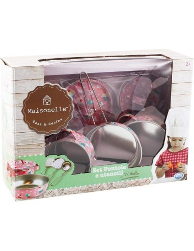 Maisonelle Set Pentole in Metallo Colorate - Accessori Cucina per Bambini 3+ Anni