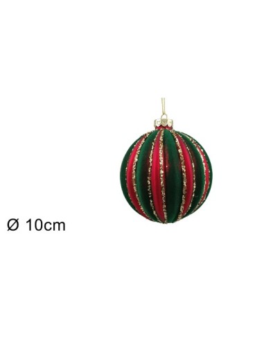 SFERA 256511 VETRO 10CM ROSSA VELLUTO VERDE