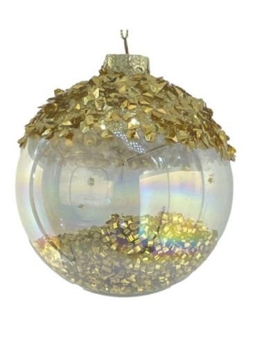 SFERA VETRO D10CM PAILLETTES ORO