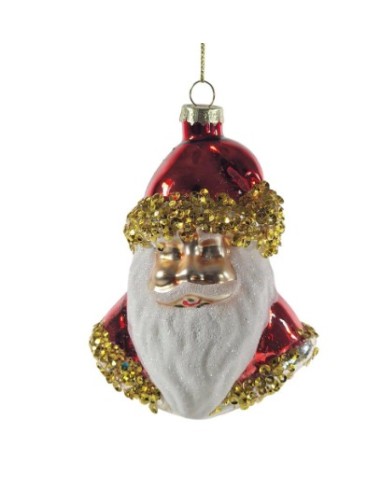 PENDENTE BABBO NATALE VETRO 9X6X11CM