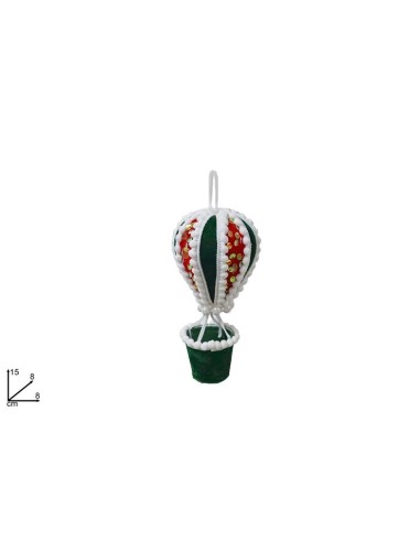 PENDENTE 312033 MONGOLFIERA 13CM VERDE CON PAILETTES