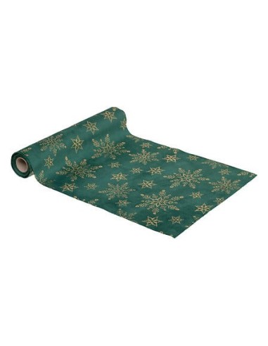 TESSILE: vendita online Rotolo di Tessuto di Natale, Velluto Verde con Paillettes Oro, 28x300 cm, Elegante, Festivo, per Deco...