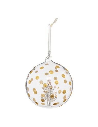 SFERE E PENDAGLI: vendita online Sfera di Natale in Vetro, 8 cm, Decorazione Dorata, Elegante Ornaments, Decorazione Albero d...