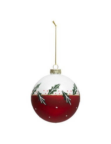 SFERE E PENDAGLI: vendita online Sfera di Natale in Vetro, 10 cm, Decorazione con Agrifoglio Accessorio per Albero di Natale ...