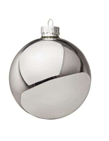 SFERE E PENDAGLI: vendita online Sfera di Natale in Vetro Argento Lucido 8cm, La Magia di Natale per Decorazioni Eleganti in ...