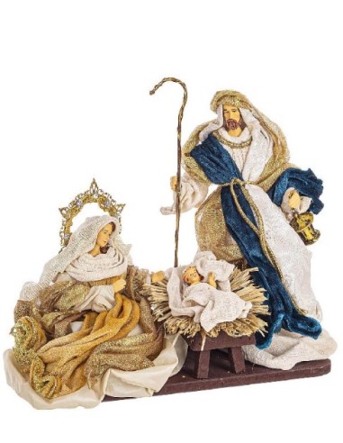 OGGETTISTICA NATALE: vendita online Sacra Famiglia Eden Blu/Oro 25x27cm con Stand, La Magia di Natale per Decorazioni Festive...