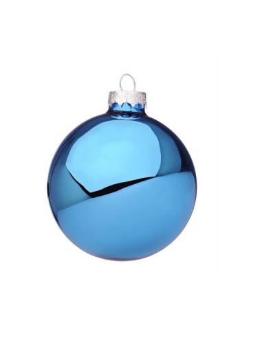 SFERE E PENDAGLI: vendita online Sfera di Natale in Vetro 8cm Blu Malibu Lucido, La Magia di Natale per Decorazioni Eleganti ...