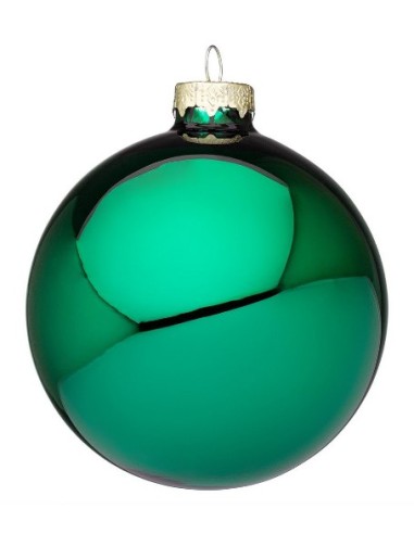 SFERE E PENDAGLI: vendita online Sfera di Natale in Vetro Verde Smeraldo Lucido Ø10cm, La Magia di Natale per le Tue Decorazi...