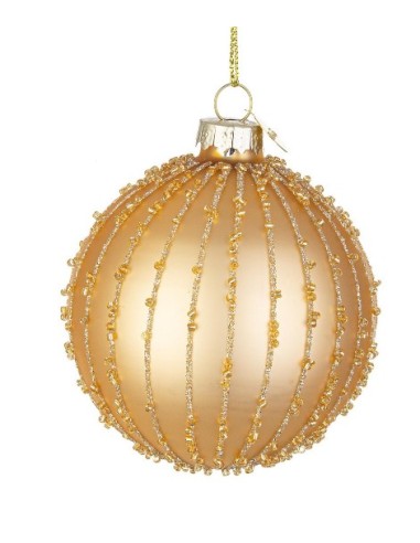 SFERE E PENDAGLI: vendita online Sfera di Natale in Vetro 8cm Stringata Color Oro, Decorazione Elegante per Albero in offerta