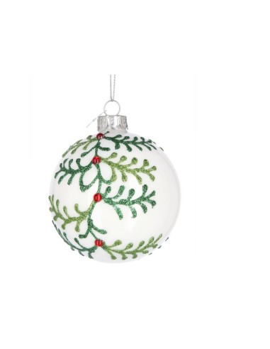 SFERE E PENDAGLI: vendita online Sfera di Natale in Vetro 8cm Laurie Bianco Perlato, La Magia di Natale per Decorazioni Elega...