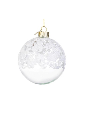 SFERE E PENDAGLI: vendita online Sfera di Natale in Vetro 8cm Iced Trasparente/Bianco, La Magia di Natale per Decorazioni Ele...