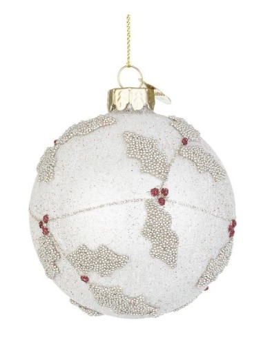 SFERE E PENDAGLI: vendita online Sfera di Natale in Vetro 8cm Sibyl Bianco/Champagne, La Magia di Natale per Decorazioni Eleg...