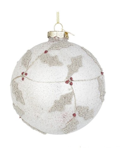 SFERE E PENDAGLI: vendita online Sfera di Natale in Vetro 10cm Sibyl Bianco/Champagne, La Magia di Natale per Decorazioni Ele...