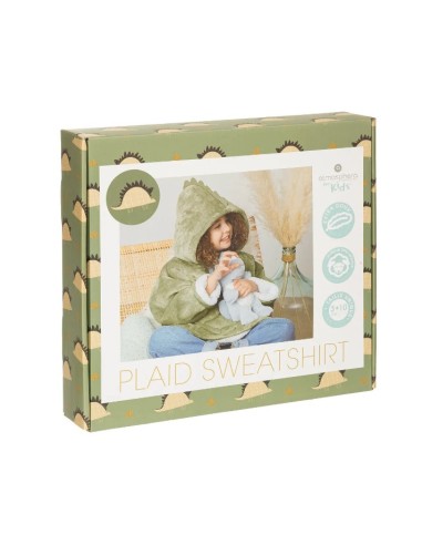 PLAID 174252B FELPA CON CAPPUCCIO DINOSAURO VERDE