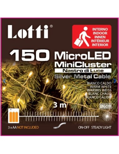 Luci di Natale Catena MiniCluster 150MicroLED Portatile | Shop in Casa