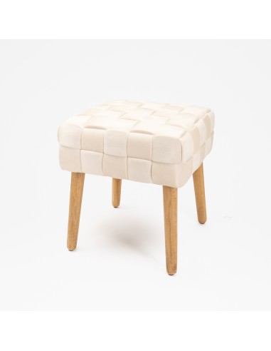 POUF 13730025 CREMA 41X41X45CM VELLUTO INTRECCIO