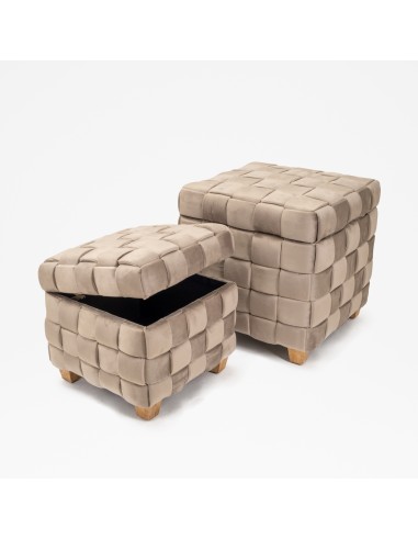 POUF 13730042 1 MIS FANGO 35X35CM VELLUTO INTRECCIO