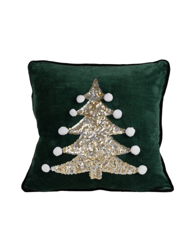 CUSCINO 139431 DEC ALBERO 45X45 VELLUTO VERDE