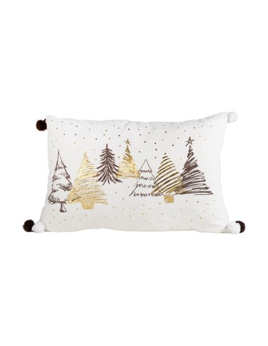 CUSCINO 139435 DEC ALBERI 40X60 VELLUTO AVORIO CON POM-POM