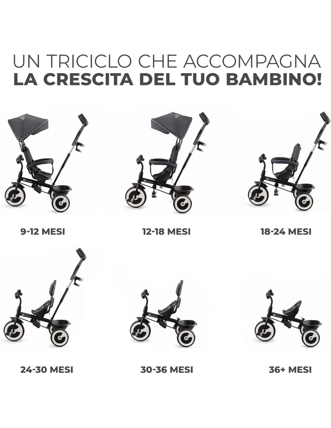 SEGGIOLONI GIRELLI ECC: vendita online Kinderkraft ASTON Triciclo per bambini: versatilità e comfort grey in offerta