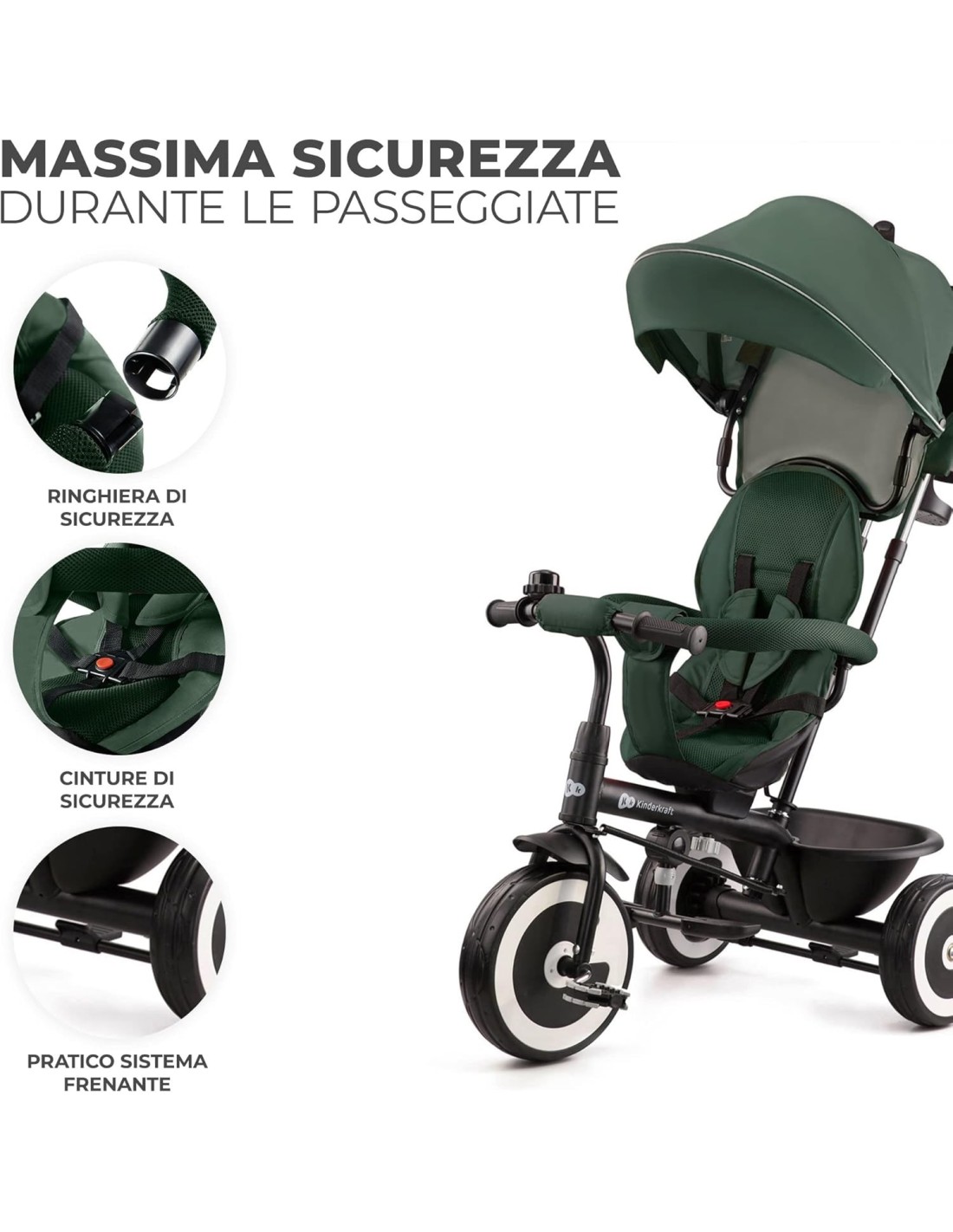 SEGGIOLONI GIRELLI ECC: vendita online Triciclo Kinderkraft ASTON: Versatilità e Comfort per i Tuoi Bambini green in offerta