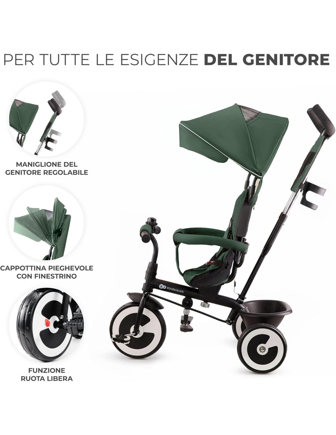 SEGGIOLONI GIRELLI ECC: vendita online Triciclo Kinderkraft ASTON: Versatilità e Comfort per i Tuoi Bambini green in offerta