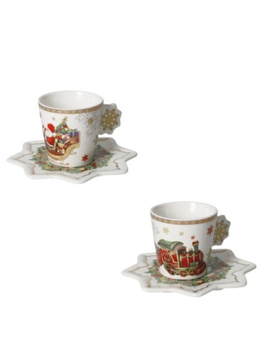 89914 SET 2PZ TAZZINA CAFFE CHRISTMAS