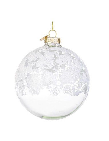 SFERA 0976232 VETRO 10CM ICED TRASPARENTE/BIANCO