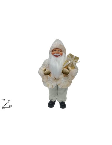 BABBO NATALE 250182 VESTITO PELLICCIA 38CM DECORO ORO