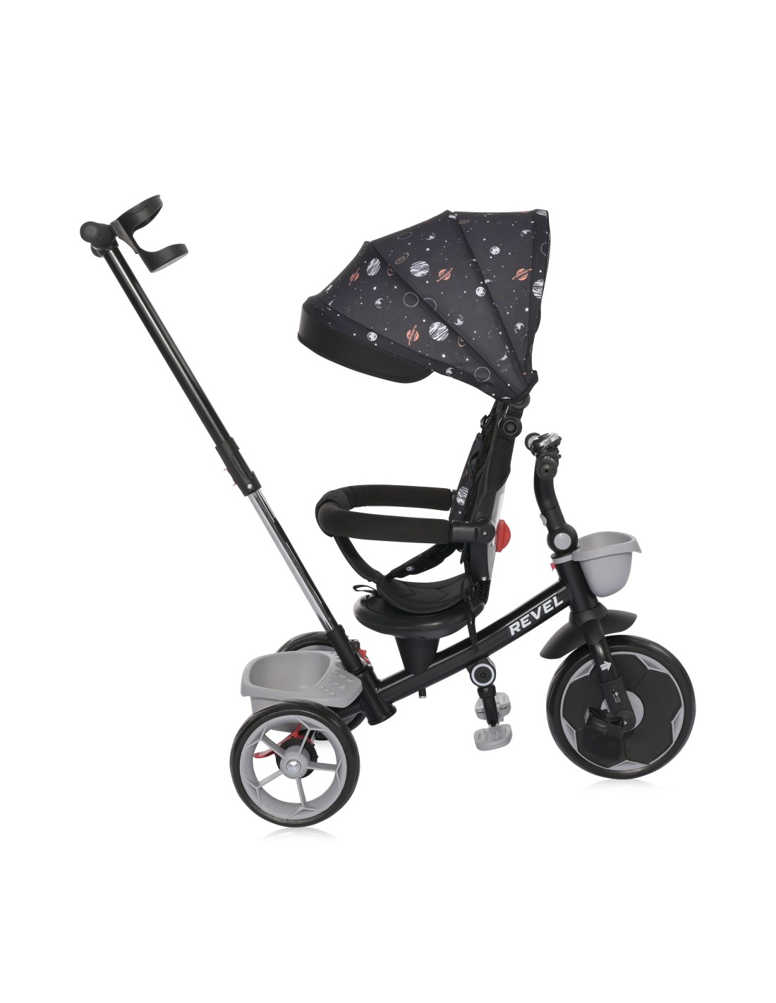 Lorelli Triciclo Revel 5 in 1 con Asta di Spinta - Black Cosmos | shopincasa.it