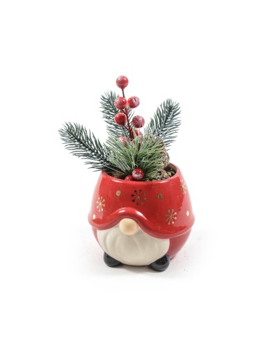 OGGETTISTICA NATALE: vendita online Piantina di Natale in Vaso di Ceramica 11x18cm - La Magia di Natale a casa tua in offerta