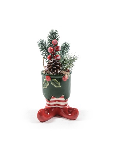 OGGETTISTICA NATALE: vendita online Piantina Natalizia 40804 in Vaso di Ceramica 10x19cm - La Magia di Natale a Casa Tua in o...