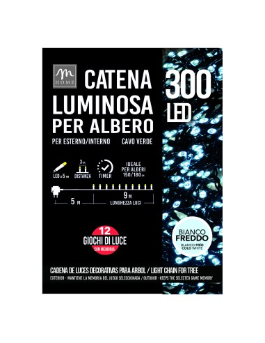 LUCI DI NATALE: vendita online Serie Luminosa - 300 LED Bianco Freddo da Esterno - La Magia di Natale a Casa Tua in offerta