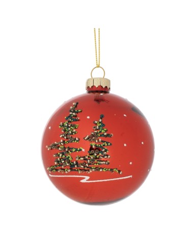 SFERA 139262 VETRO D8CM ROSSO DEC ALBERO