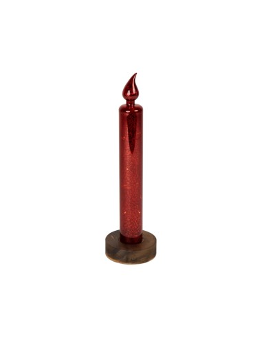 CANDELA LED 139656 ROSSA CON BASE VETRO H30CM