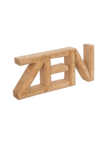 OGGETTISTICA: vendita online Scritta Zen in Legno 23x10 cm, Soprammobile Decorativo in Mango Beige in offerta