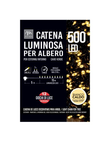 LUCI DI NATALE: vendita online Serie Luminosa - 500 LED Bianco Caldo da Esterno - La Magia di Natale a Casa Tua in offerta