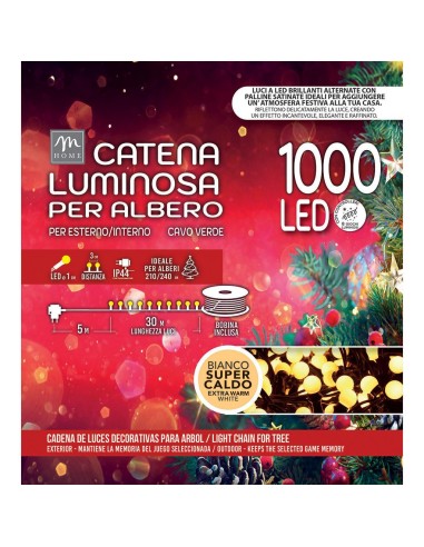 LUCI DI NATALE: vendita online Serie Luminosa - 1000 LED Bianco Supercaldo Microsatinato da Esterno - La Magia di Natale a Ca...