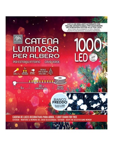 LUCI DI NATALE: vendita online Serie Luminosa - 1000 LED Bianco Freddo Microsatinato da Esterno - La Magia di Natale a Casa T...