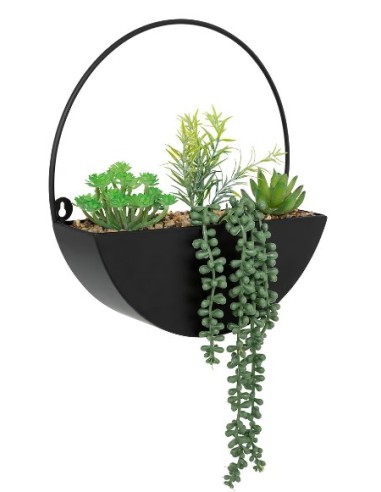 PIANTA PENSILE 204254 VASO METALLO 30X41CM NERO