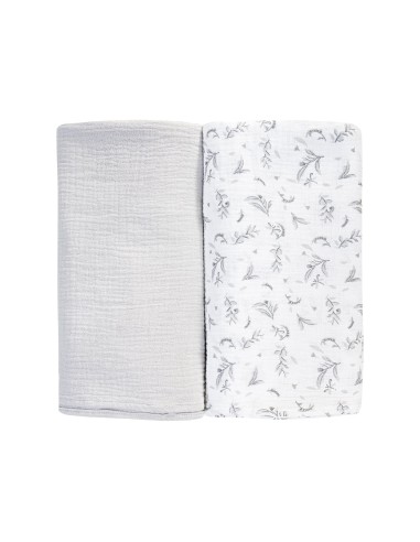 Set 2 Swaddle in Mussola di Cotone Organico Grigio - Dilibest | Shopincasa.it